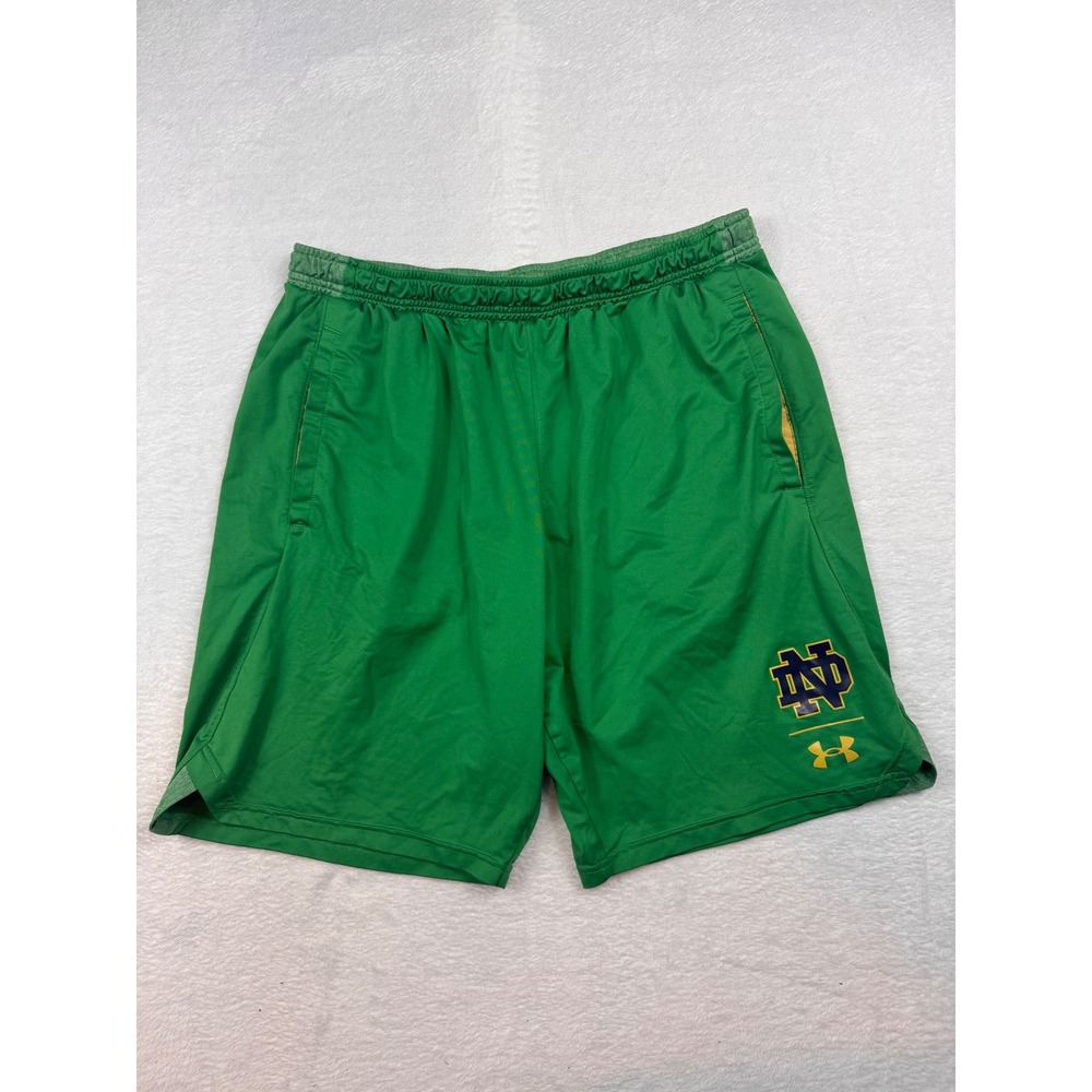 Under Armour Notre Dame Fighting Irish Team Issued Green Athletic Shorts Mens XL